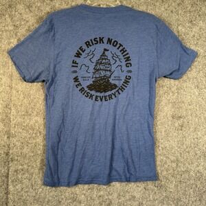 Few Will Hunt T-Shirt Mens Medium‎ If You Risk Nothing Ship Blue